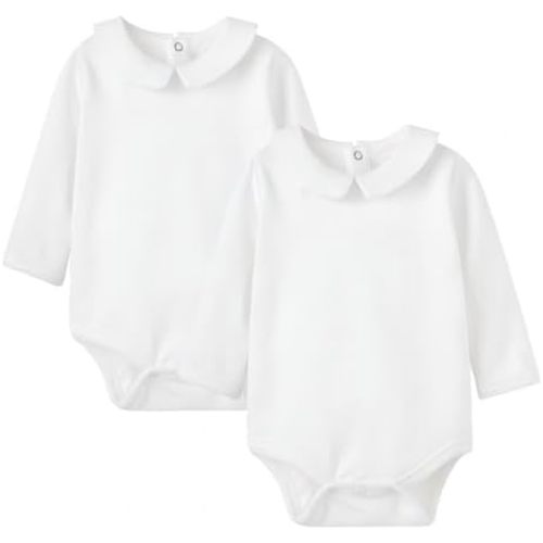 pureborn Baby Romper Bodysuits 2-Pack Unisex Soft Cotton One-Piece Outfit for Infant Boys Girls 0-24 Months