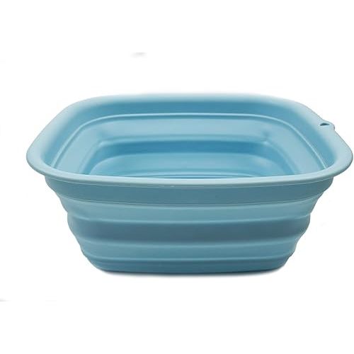 SAMMART 7.7L (2 Gallon) Collapsible Tub - Foldable Dish Tub - Portable Washing Basin - Space Saving Plastic Washtub (Sea Angel, S)