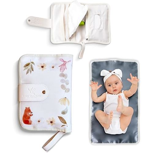 Travel Diaper Changing Bag for Baby and Toddler- Waterproof Changing Pad-Diaper Changing Pad for Travel-100% Cotton Diaper Changer Travel Bag-Infant &Toddler Gift
