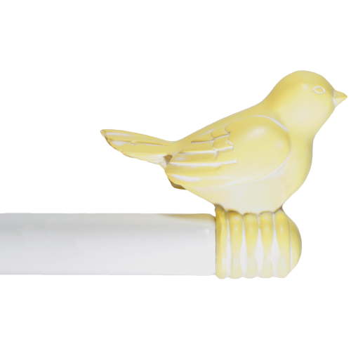 Urbanest 3/4-inch Cute Bird Designer Decorative Adjustable Window Treatment Curtain Single Rod Set, Heavy Duty, Baby Yellow With White Rod, 28" to 48"