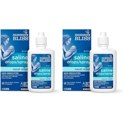 Mommy's Bliss Saline Drops/Spray, Nasal Relief for Newborns & Up, 1 Fl Oz (Pack of 2)