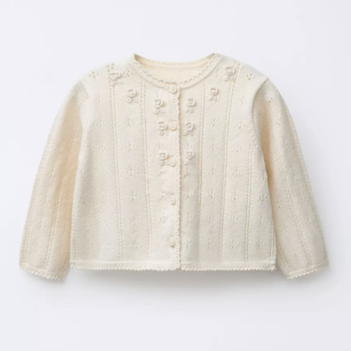 OPENWORK AND EMBROIDERED KNIT CARDIGAN - Ecru | ZARA United States