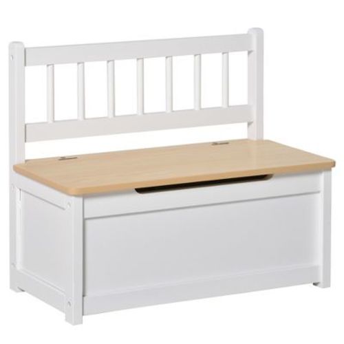 Qaba Toddler Toy Box Storage & Kids Storage Bench Seat For Toddler Playroom Furniture, Kids Bedroom Furniture, Toy Organizer Storage Bin, Gray