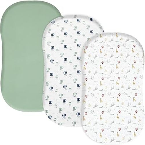 david's kids 3 Pack Bassinet Sheets, Ultra Soft Breathable Comfortable Baby Sheet Set for Boys Girls Neutral, Univeral Fit for Most Cradle and Bassinet Mattress, Animals