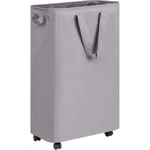 Laundry Basket, Slim Laundry Basket with Wheels, Rolling Laundry Basket for Clothes, Small Laundry Basket for Bedroom, Dorm and Laundry Room, 75L (19.8 Gallons) Grey