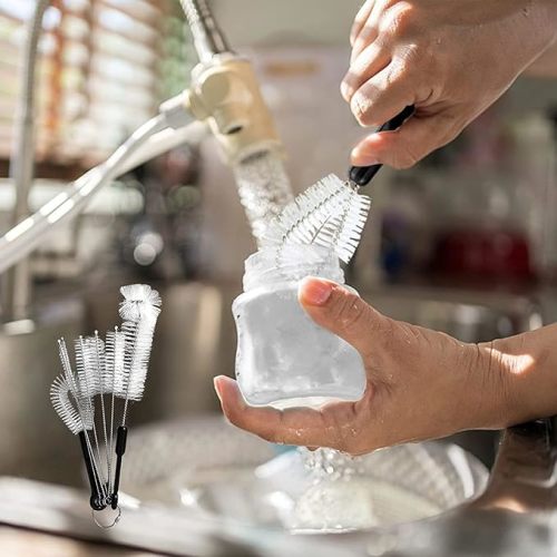 Bottle Brush and Straw Cleaner Brush Set,7 Pcs 12” Extra Long Water Bottle Cleaning Brush for Cleaning Baby Bottles,Straws, Narrow Neck Bottles, Wine Decanter,Pipes and Cup Cover