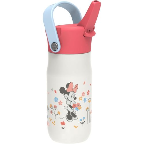 Zak Designs Harmony Disney Kid Water Bottle for Travel or At Home, 14oz Stainless Steel is Leak-Proof and Vacuum Insulated (Minnie Mouse)