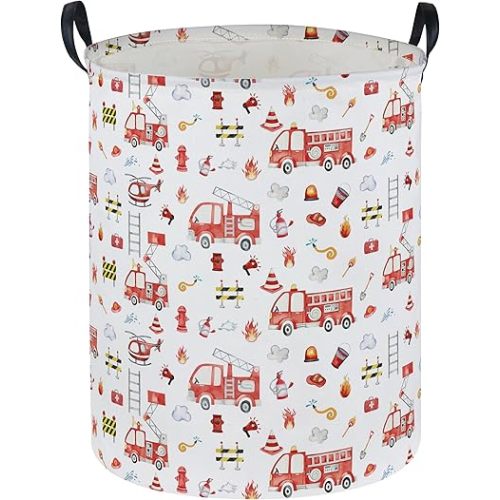 Fire engine Laundry Hamper,Kids Storage Basket with Handles,Collapsible Fabric Storage Container,Nursery Hamper,Kids Laundry Basket,Toy,Home Organizer,Gift Baskets(Fire engine)