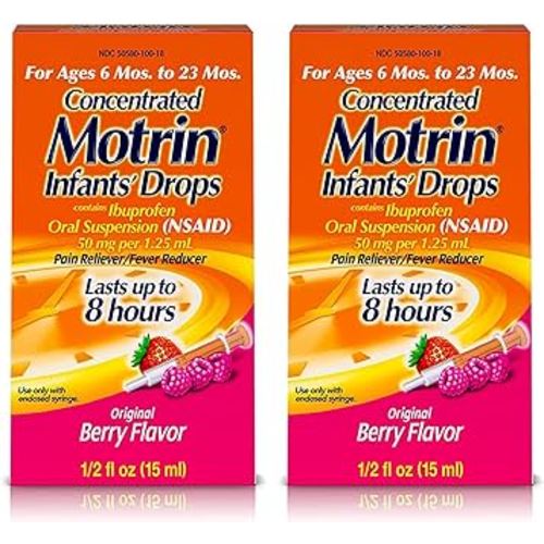 Motrin Infants Concentrated Drops, Fever Reducer, Ibuprofen, Berry Flavored.5 Oz (Pack of 2)