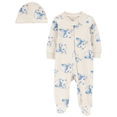 Baby Panda 2-Piece Sleep & Play Pajamas and Cap Set - Style,White