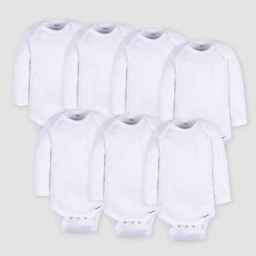 Gerber Baby 7pk Long Sleeve Onesie - White 3-6m
