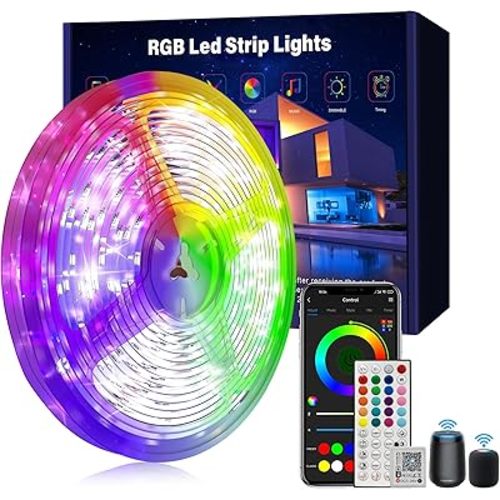 Smart Voice Control Led Lights for Bedroom 100ft, WiFi RGB Led Strip Lights Compatible with Alexa and Google Assistant, Led Light Strip Music Sync 16 Million Colors Lights for Home Decor