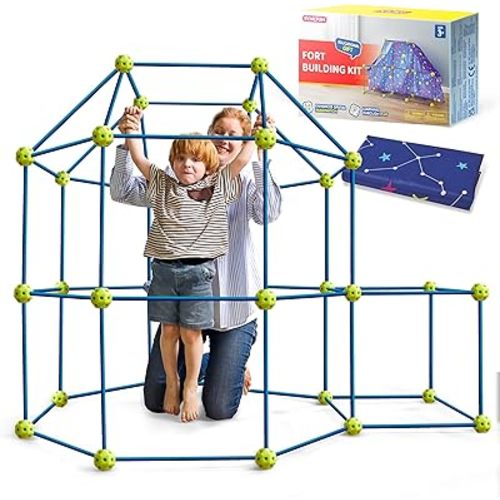 SYNCFUN Fort Building Kit for Kids, STEM Creative Construction Toy with Starry Night Cloth, Storage Bag for Indoor & Outdoors Activity, Educational Gift for Age 3 4 5 6 7 8 9 10 11 12 Boys and Girls