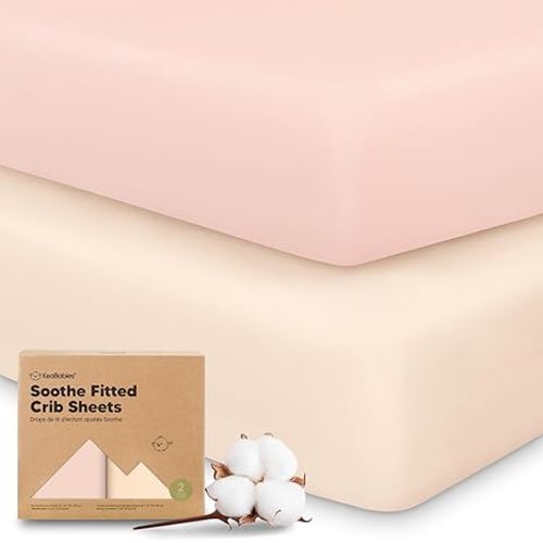 KeaBabies 2-pk Organic Cotton Crib Sheets for Boys Girls 52x28 (Mist Rose) | Fitted Crib Mattress Sheet Neutral, Breathable Cover for Baby Bed Set, Toddler Mattress, Soft & Cute Prints