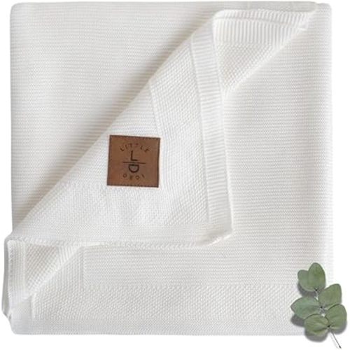 Hypoallergenic Baby Blanket - 30x40 Inches White, Oeko-TEX® Certified, Thermal-Regulating, Soft Knit for Girls & Boys - Swaddle or Toddler Blanket, Dua