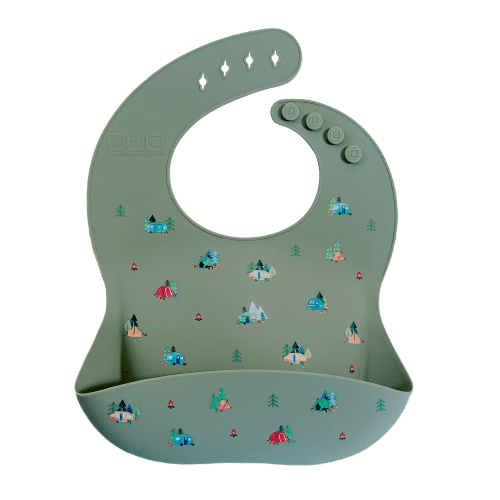 Silicone Bib Camper Sage Green – Austin Baby Collection