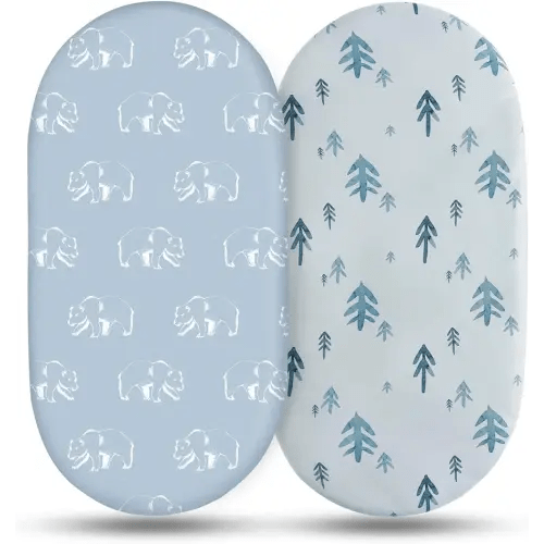 Bassinet Sheets, Bassinet Sheets for Baby Boy, Bassinet Sheet Neutral, Fit for Rectangle, Round, Oval, Hourglass Bassinet Mattress, Flexible for Different Bassinet Pad/Mattress, 2 Pack