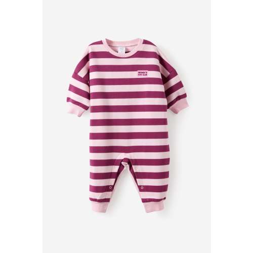 Casey Oversized All In One Romper - Color: blush pink berry jam/ mamas s cub club 3-6 months
