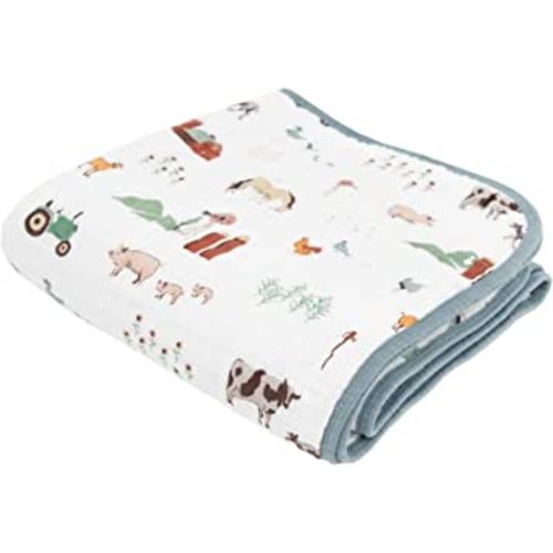 Little Unicorn – Farmyard Cotton Muslin Quilt Blanket | 100% Cotton | Super Soft | Babies and Toddlers | Large 47” x 47” | Machine Washable