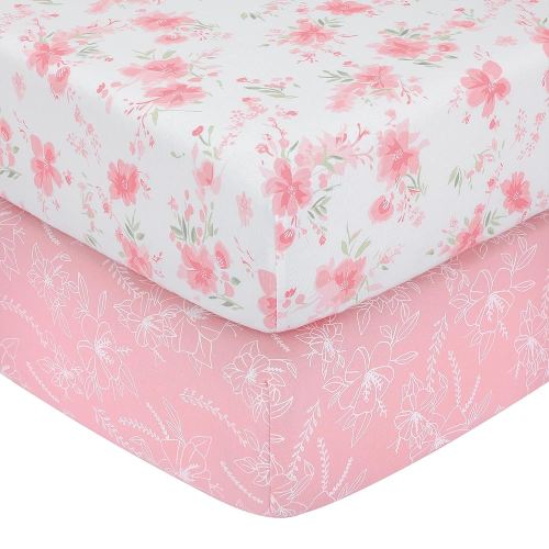 Yoofoss Crib Sheets 100% Cotton Fitted Crib Sheets for Standard Crib and Toddler Mattress 52''x28'', 2 Pack Soft Breathable Baby Sheets for Boys Girls