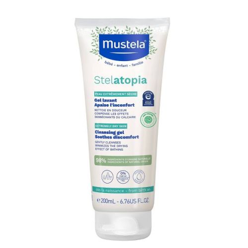 Mustela Stelatopia Fragrance Free Baby Cleansing Gel and Wash for Eczema Prone Skin - 6.76 fl oz: Hypoallergenic, Paraben-Free, Sulfate-Free