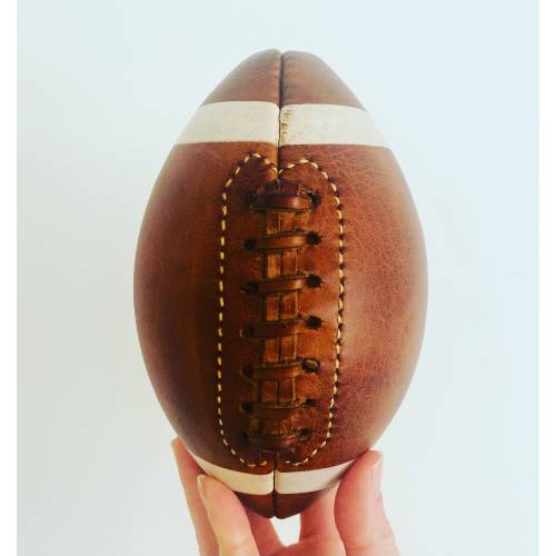 American Football mini with lines / real leather football / Gift for teenager / vintage decor / Father's Day gift / socking filler / retro
