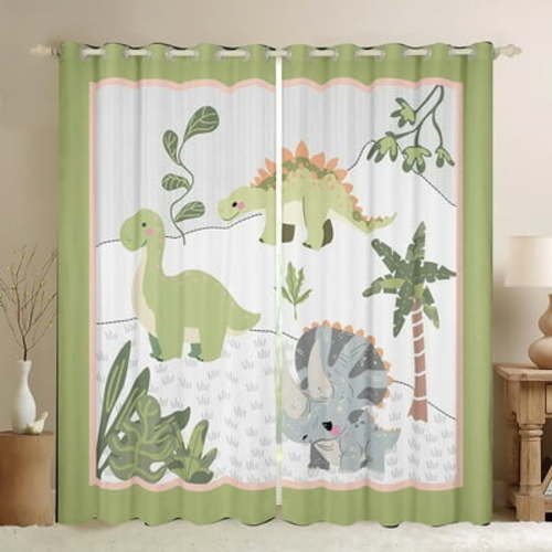 Erosebridal Cartoon Dino Dinosaur Curtains and Drapes (38x45) , Wild Animal Wildlife Bedroom Curtains