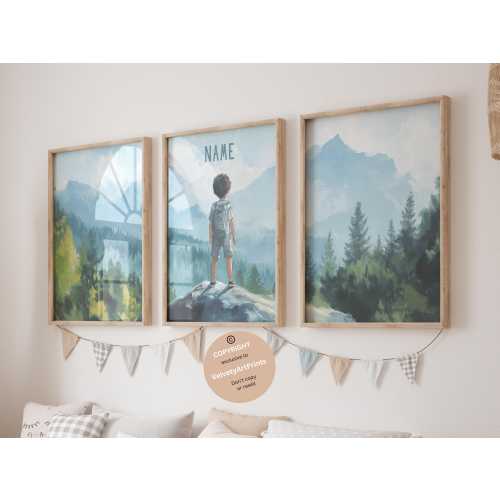 Adventure Theme Nursery decor, Mountain Nursery Decor, Woodland Nursery Art, Boy nursery decor, Forest Nursery Prints, Tree Nursery Prints