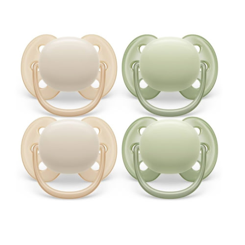Philips Avent Ultra Soft Pacifier - 4 x Soft and Flexible Baby Pacifiers for Babies Aged 0-6 Months, BPA Free with Sterilizer Carry Case, SCF091/23
