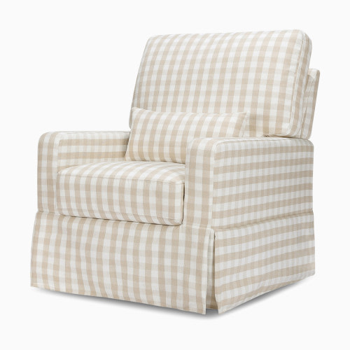 Namesake Crawford Pillowback Comfort Swivel Glider - Tan Gingham