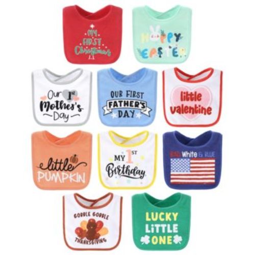 Baby Boys Terry Feeding Bibs, 10 Pack, Holiday