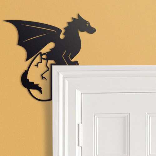 Cute Dragon and Egg Door Frame Topper Metal | Door Frame Corner Sign | Metal Wall Art | Children's Room Decor | Dungeons and Dragons Decor