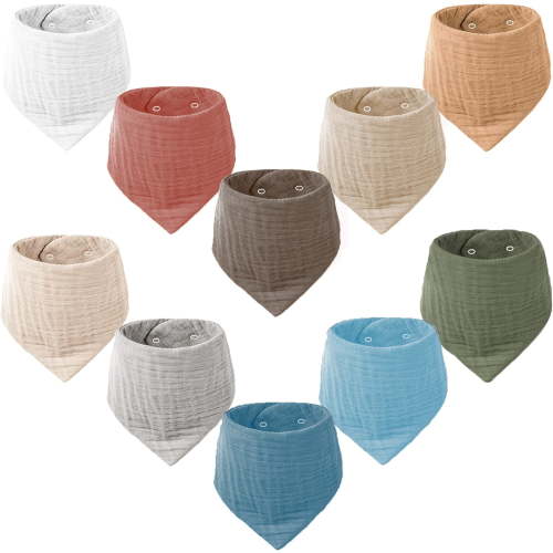 VOMARHUG Machine Washable and Absorbent Cotton Baby Bib, 10 Pack