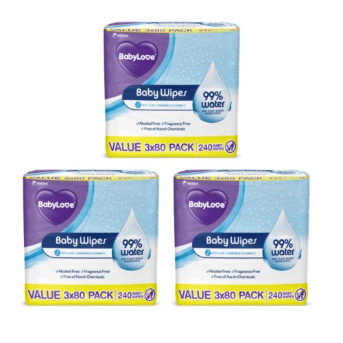 BabyLove Water Baby Wipes - Bulk 3x240