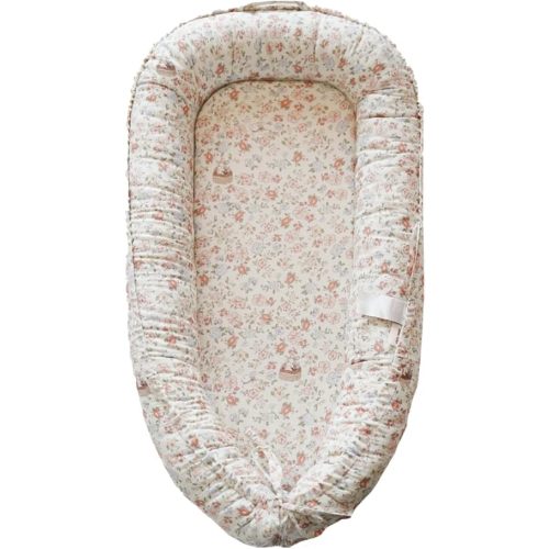 Infant Lounger, Baby Nest Cover for Baby Girls & Boys, Newborn Essentials for Baby 0-12 Months, 100% Cotton Breathable, Portable Travel Bed (Wonderland_Muslin)