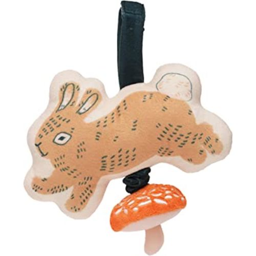 Manhattan Toy Button Bunny Brahm's Lullaby Pull Musical Toy with Baby Chime and Adjustable Fabric Loop for Carriers and Cribs