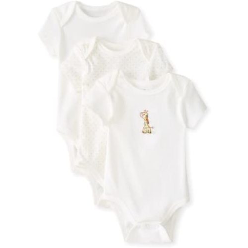 Little Me Baby Gender Neutral 3-Pack 100% Cotton Scratch Free Tag Bodysuits