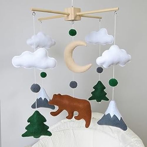 Amazon.com : Woodland Bear Mobile for Crib Woodland Baby Mobile Woodland Theme Nursery Décor : Baby