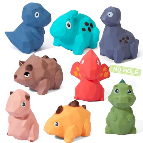 Bath Toy for Babies 6-12 Months, 8 Pack Dinosaur Bath Toys No Hole, Safe and Non-Toxic Bathtub Toys, Mold Free Bath Toys for Toddlers 1-3