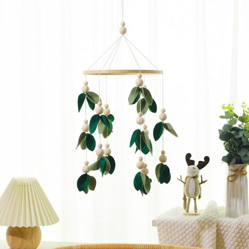 Baby Crib Mobile for Nursery Decoration Green Leaf Flower Dragon Mobile for Crib Mobile Forest Green Forest Nursery Decor Nursery Baby Shower Gift for Boys and Girls (Leaf)