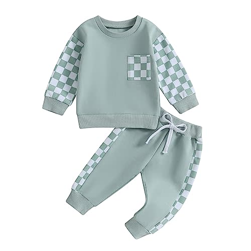 Fernvia Toddler Baby Girl Clothes 3 6 9 12 18 24 Months Fall Outfits Solid Long Sleeve Sweatshirt Tops + Pants Set