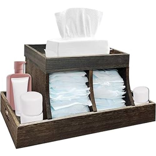 Diaper Caddy Organizer, Durable Wooden Changing Station Table Diaper Organizer, Baby Nursery Organization Diaper Storage for Wipe Dispenser, Wipe Warmer and other Diapering Essentials