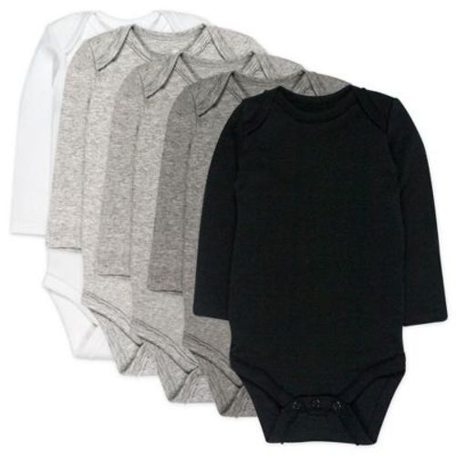 5-pack Organic Cotton Long Sleeve Bodysuits Gray Ombre 0-3