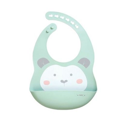 Saro Sweet + Fun Silicone Bib - Mint: Baby Feeding Bib For Mess-free Mealtimes