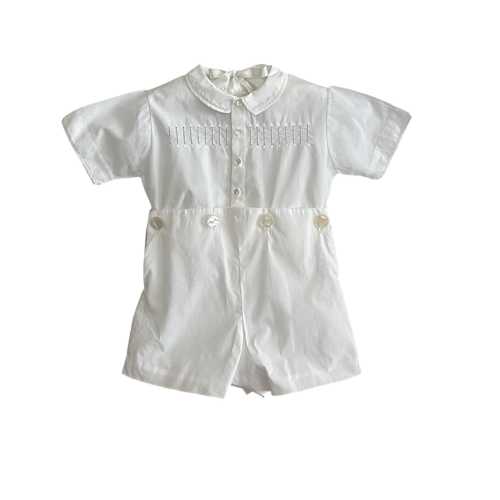 Size 9 - 12 Months Feltman Bros. White Bobby Suit Romper Shortalls 1820893928