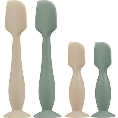 Baby Butt Paste Spatula - 4 Pack Diaper Cream Spatula Applicator Silicone Baby Butt Paste Spatula for Babies, Newborn, 2 x Large Size, 2 x Small Size (Sage/Natural)