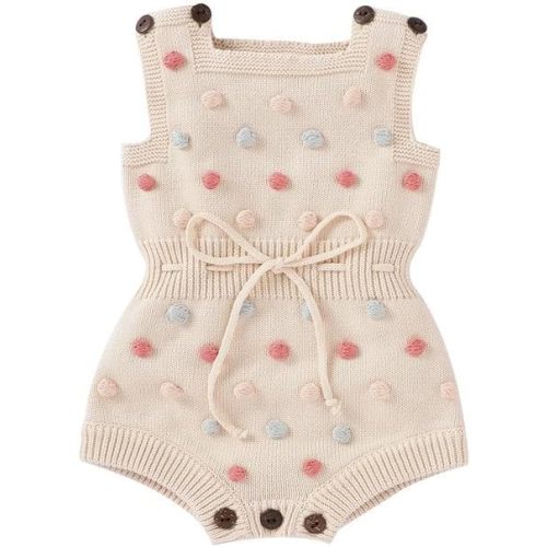 Baby Girl Romper Sleeveless Pompoms Knit Rompers Newborn Little Girl Overall Jumpsuit Summer Outfits Clothes