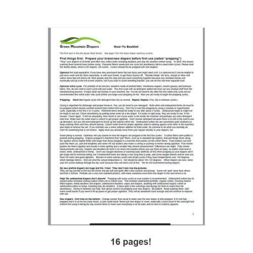 How To Wash Diapers Booklet