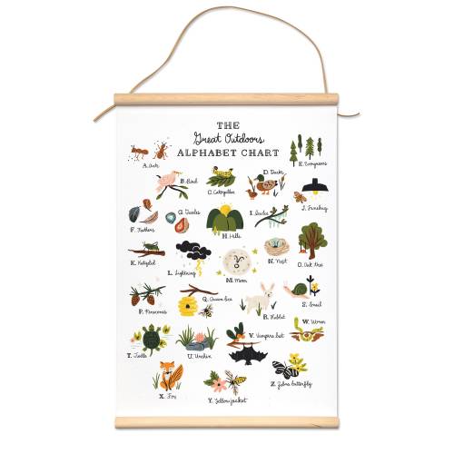 Great Outdoors Alphabet Hanging Canvas Banner Art Print