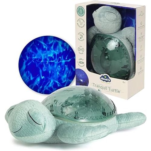 Cloud b Ocean Projector Nightlight with 2 White Noises & 2 Soothing Sounds | Adjustable Settings | Cry Sensor | Tranquil Turtle - Green (Rechargeable)